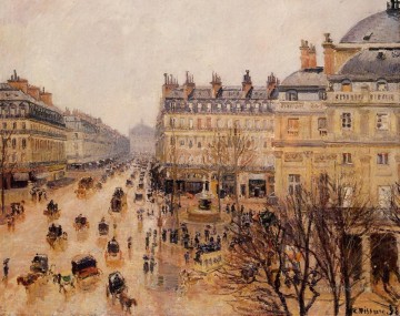 Camille Pissarro Painting - place du theatre francais rain effect Camille Pissarro